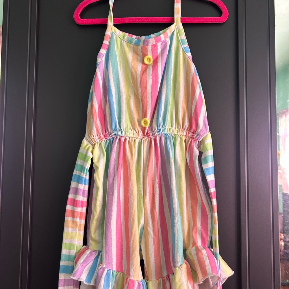Neon pastel Striped Kids Romper size 3-4